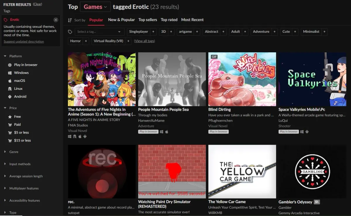 NSFW: Itch Begins Relisting, Banking Partners Apparently Put Pressure on Stripe